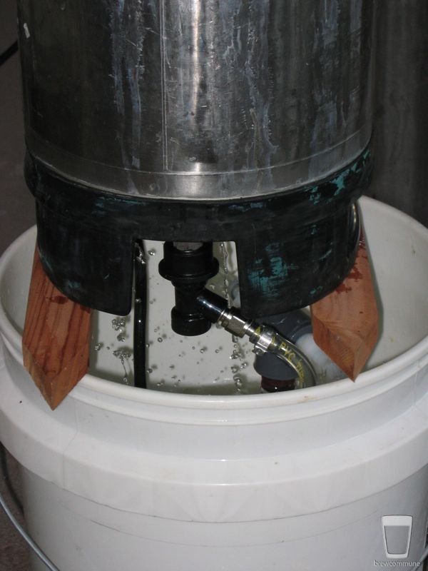 Closeup of the keg being cleaned
